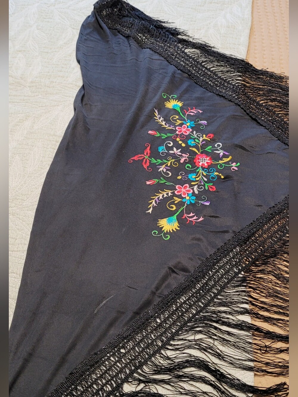 π10 for $10π Bundle and save Floral-Embroidered Fringe Shawl